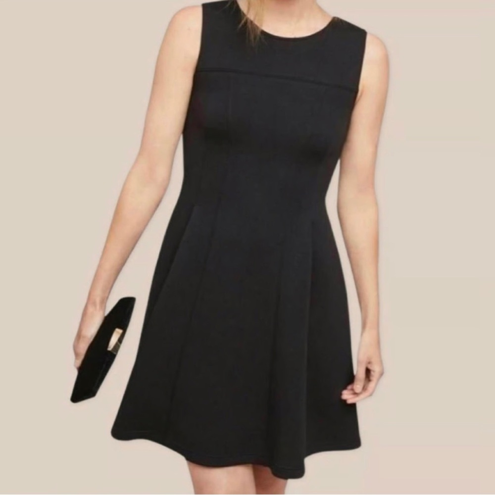 Maeve Classic Black Sleeveless A-Line Dress. Thick fabric